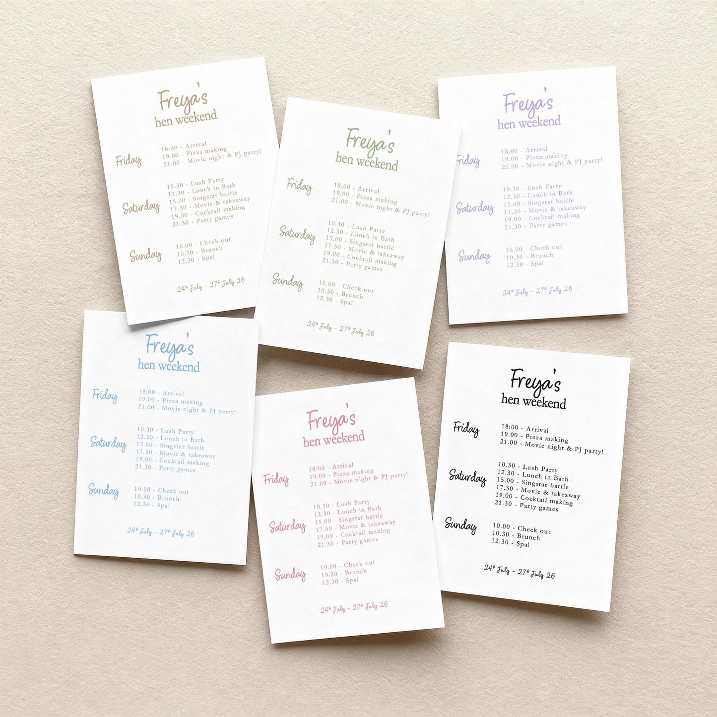 Hen Do Party Itinerary: Bachelorette, Girls Weekend, Minimal, Hen Goody Bag