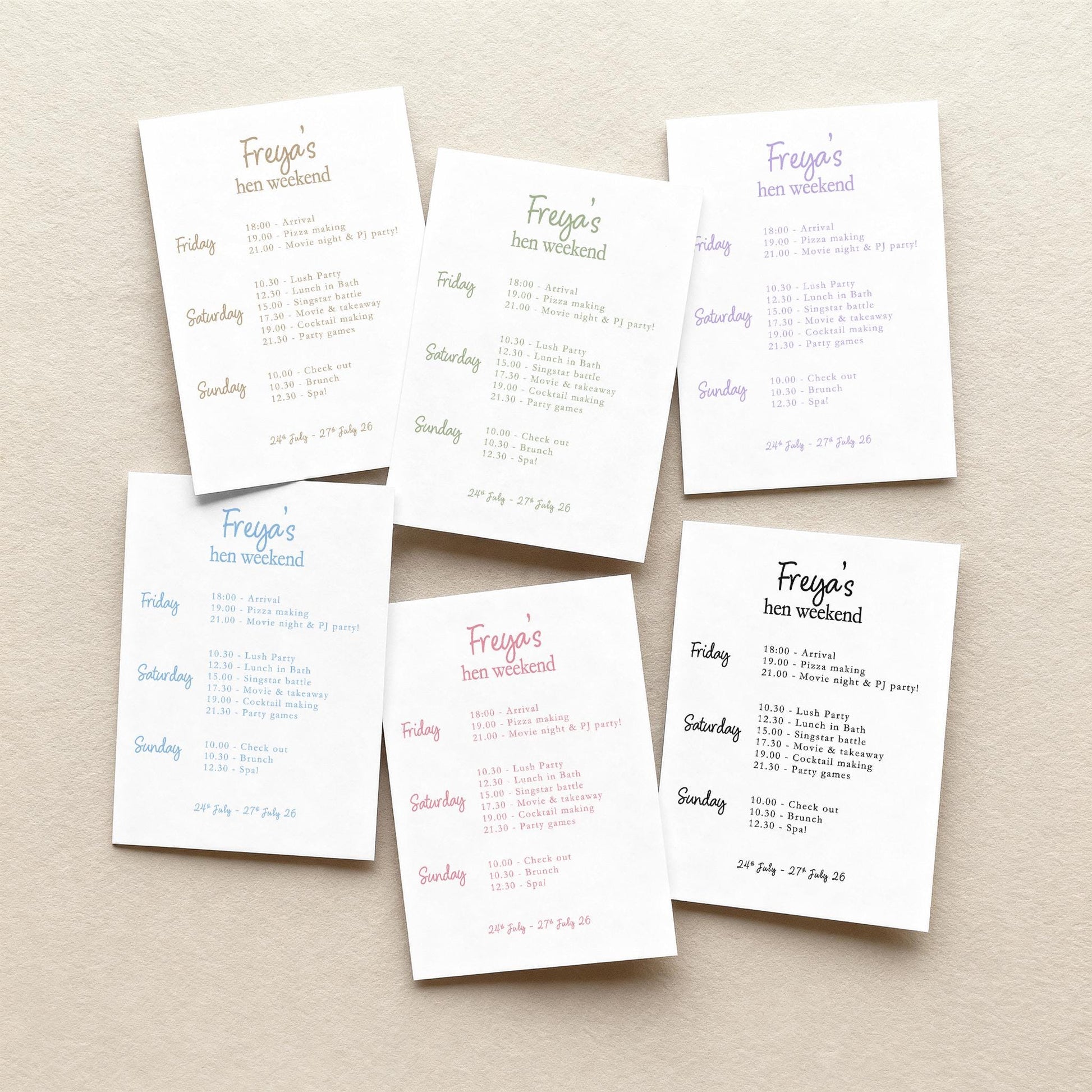 Hen Do Party Itinerary: Bachelorette, Girls Weekend, Minimal, Hen Goody Bag