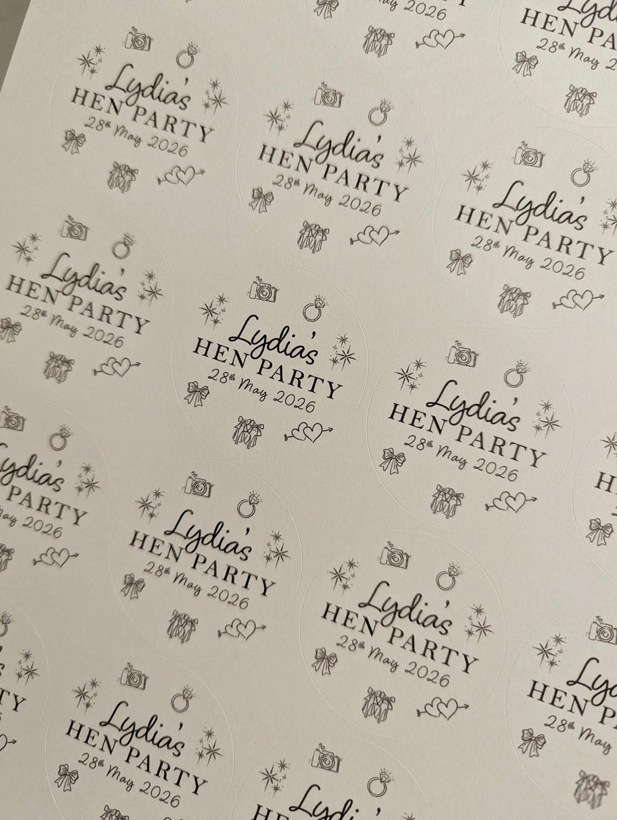 Hen Party Stickers, Goody Bag, Whimsical, Bridal Shower Favour Stickers