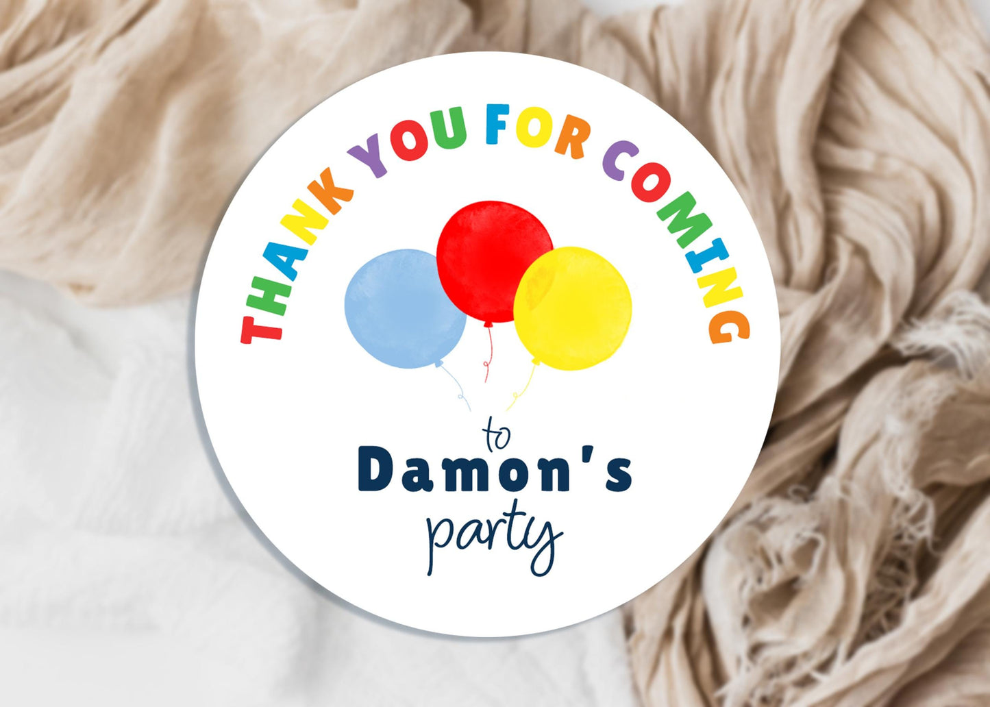 Personalised Birthday Party Stickers, Thank You Balloons, Children's Bag Labels