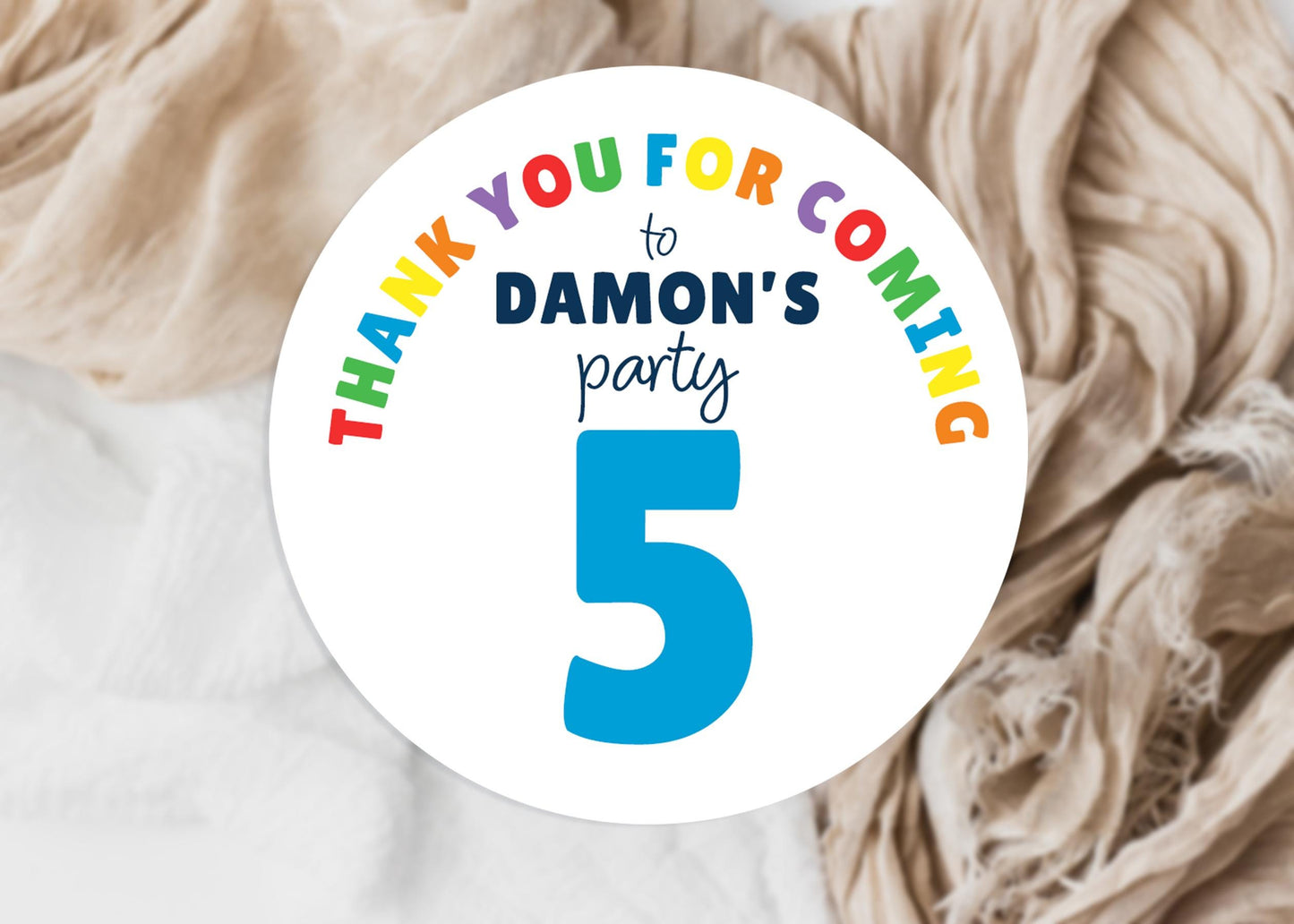 Personalised Birthday Party Stickers, Thank You, Age, Children's Bag Labels