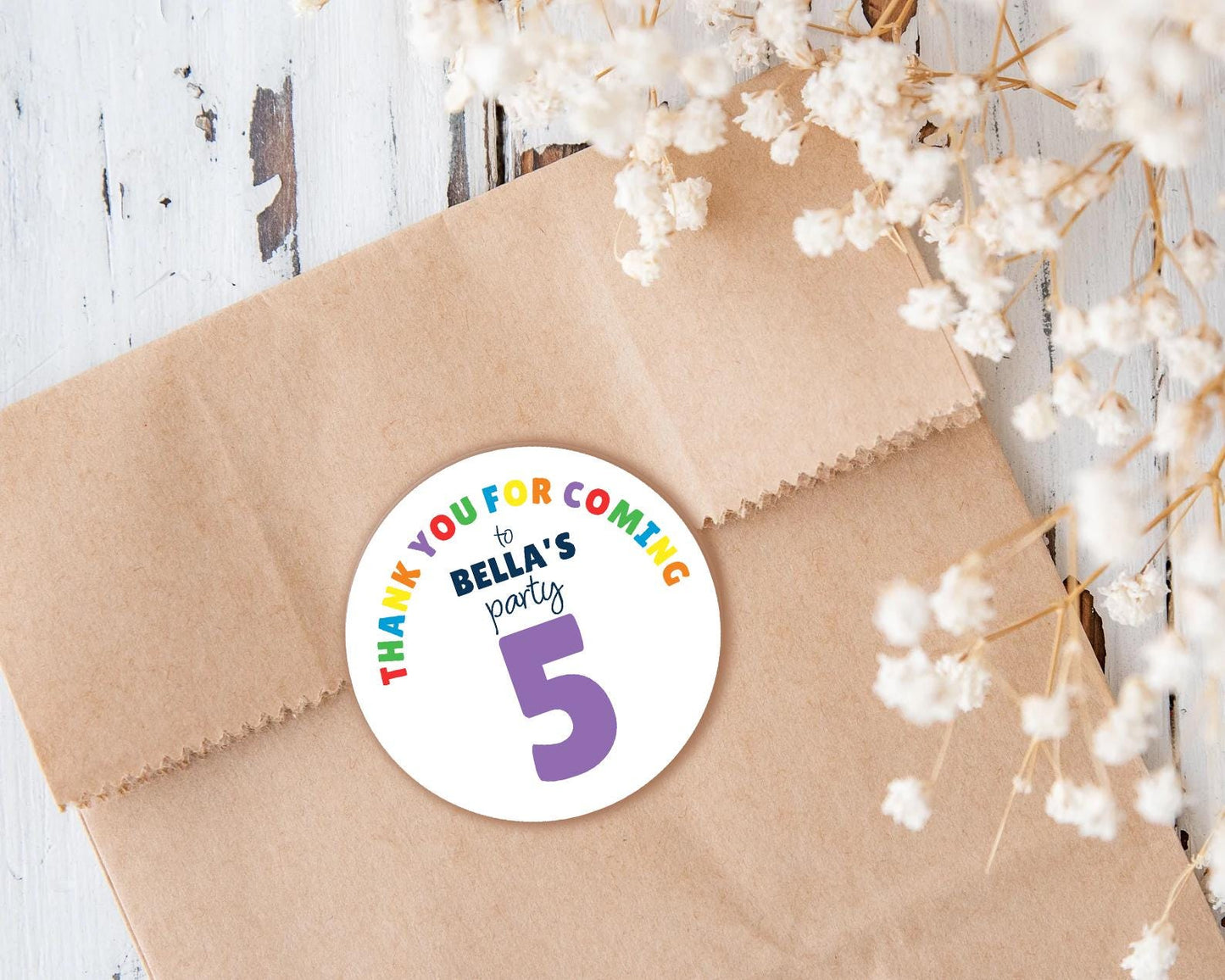 Personalised Birthday Party Stickers, Thank You, Age, Children's Bag Labels