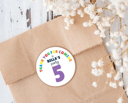 Personalised Birthday Party Stickers, Thank You, Age, Children's Bag Labels