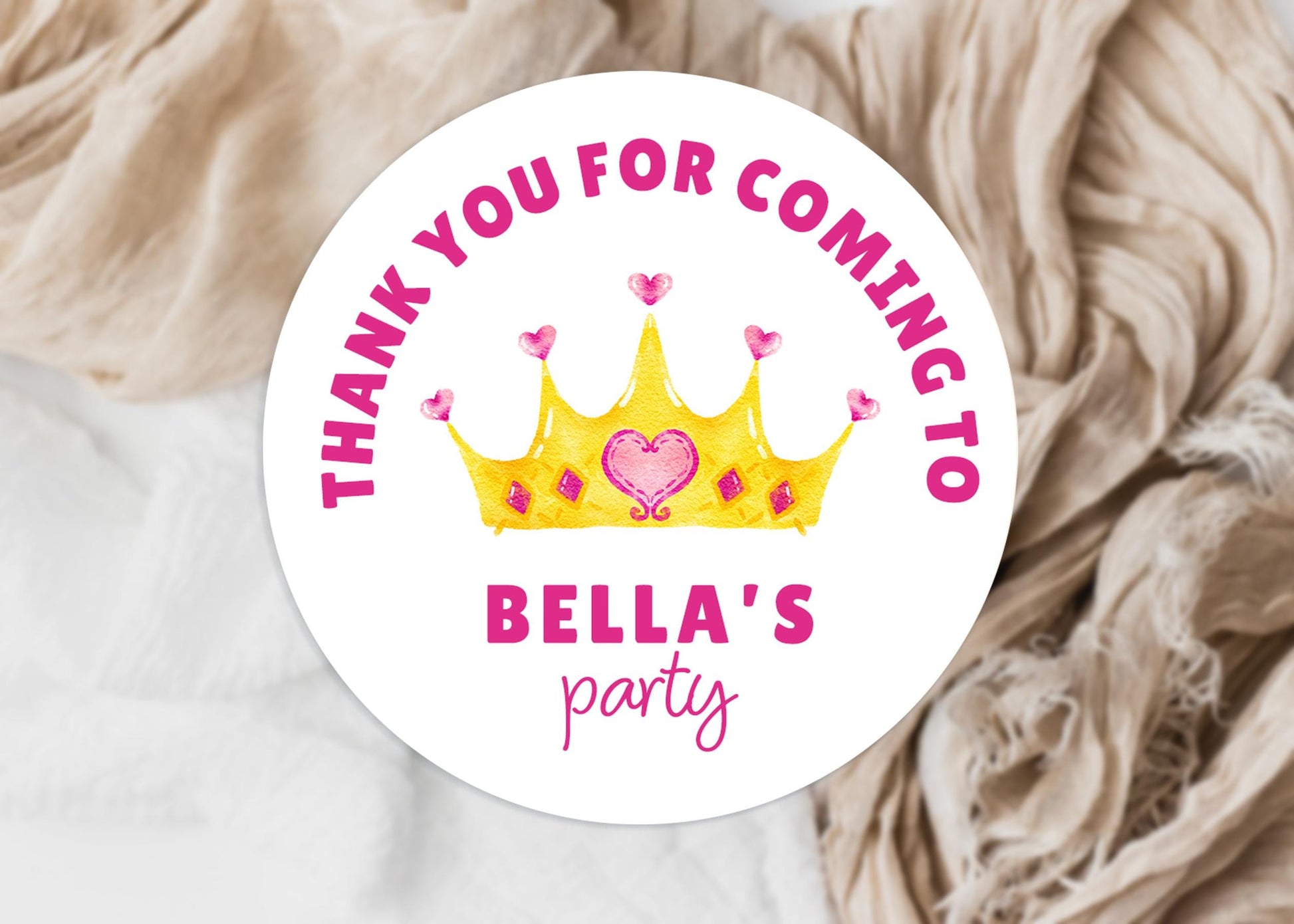 Personalised Birthday Party Stickers, Princess Crown, Children's Sweet Cones