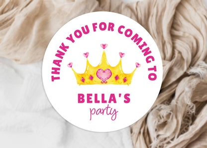 Personalised Birthday Party Stickers, Princess Crown, Children's Sweet Cones