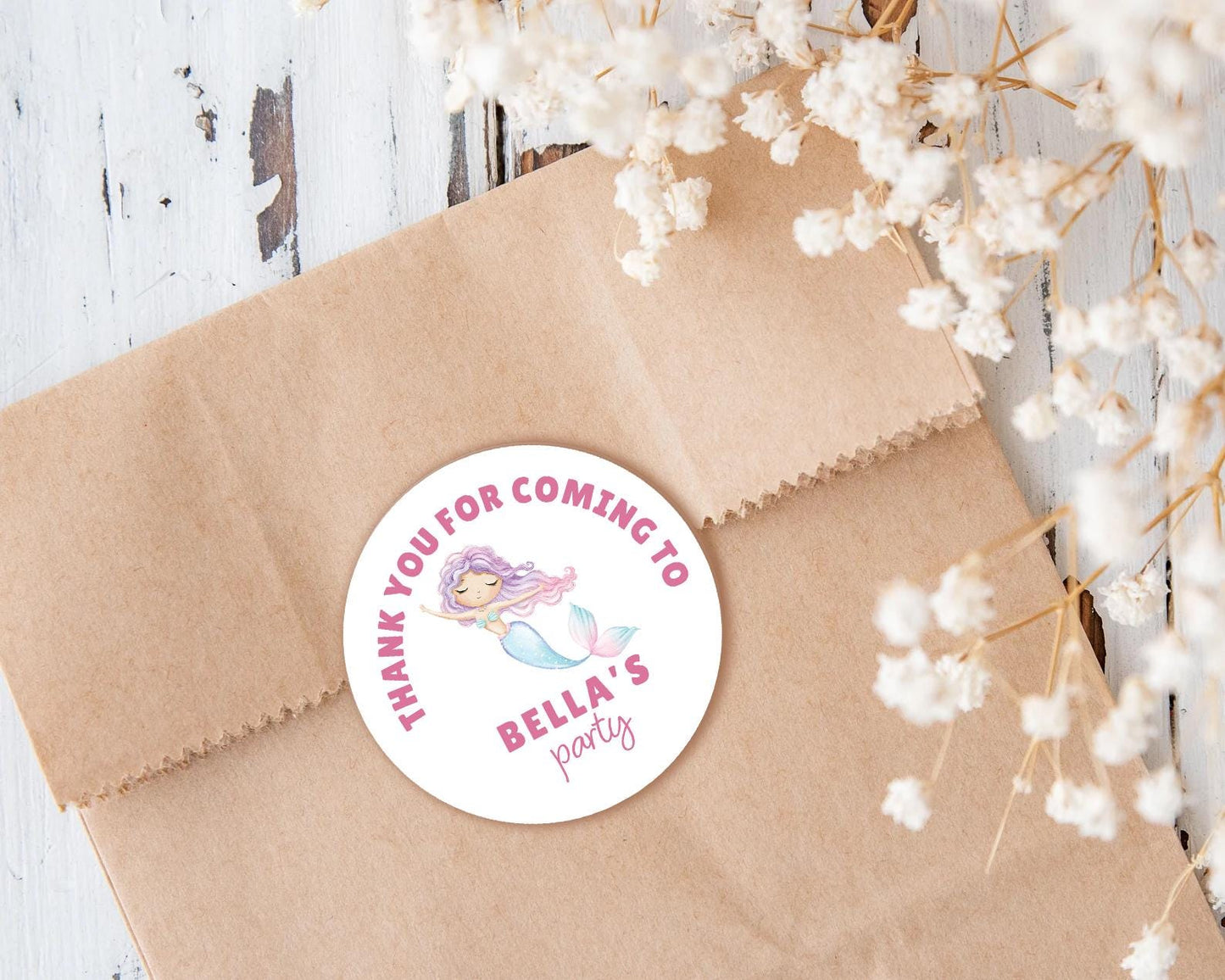 Personalised Birthday Party Stickers, Mermaid, Children's Sweet Cones
