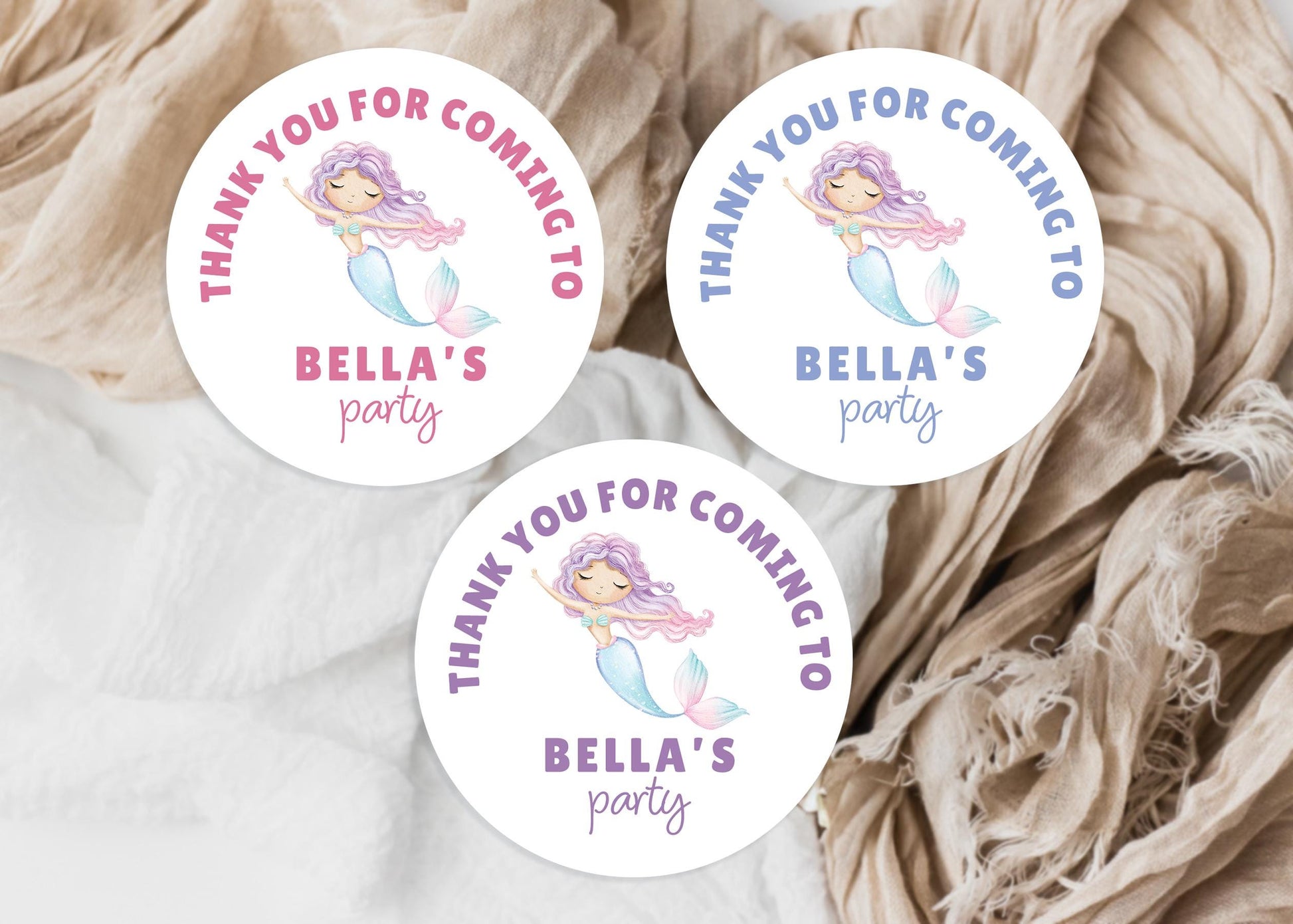 Personalised Birthday Party Stickers, Mermaid, Children's Sweet Cones