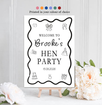 Hen Party Welcome Sign: Hen Weekend, Personalised, Bridal Shower, A4, A3 Printed