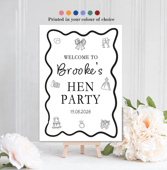 Hen Party Welcome Sign: Hen Weekend, Personalised, Bridal Shower, A4, A3 Printed