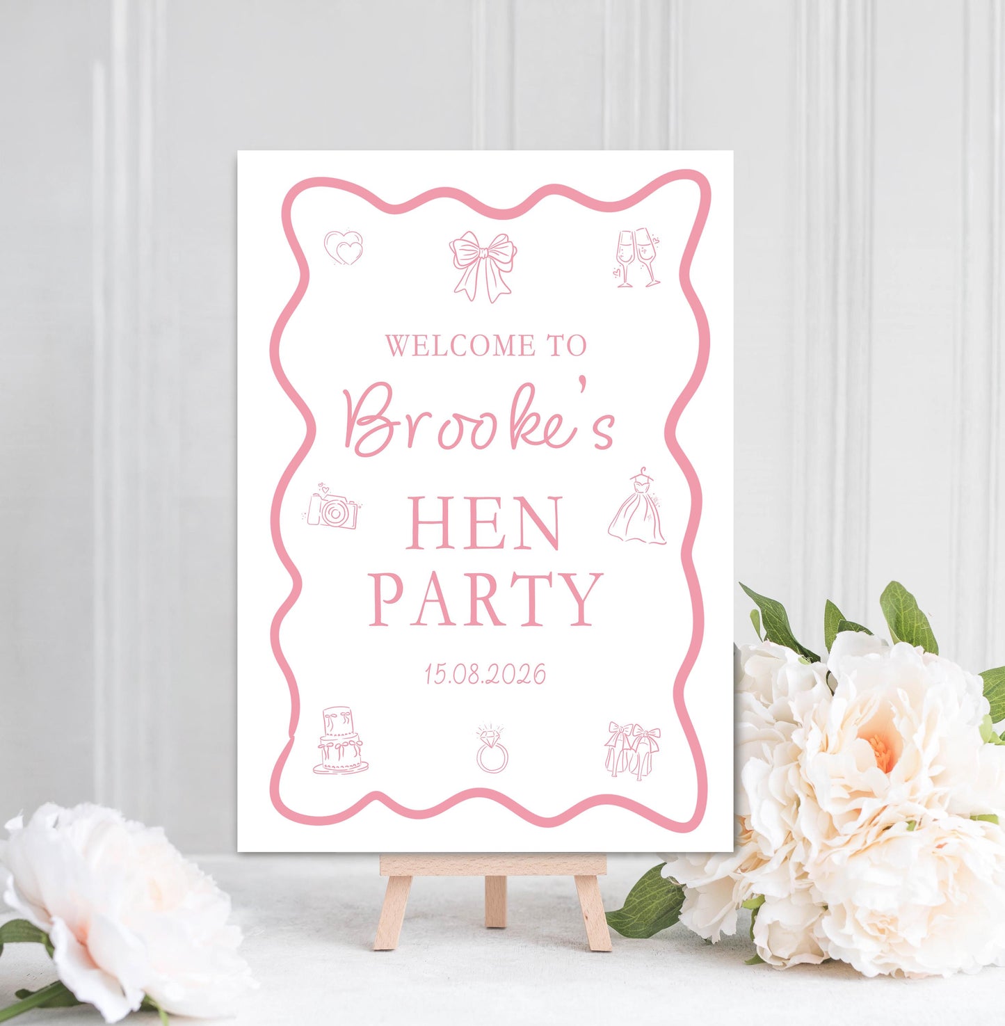 Hen Party Welcome Sign: Hen Weekend, Personalised, Bridal Shower, A4, A3 Printed