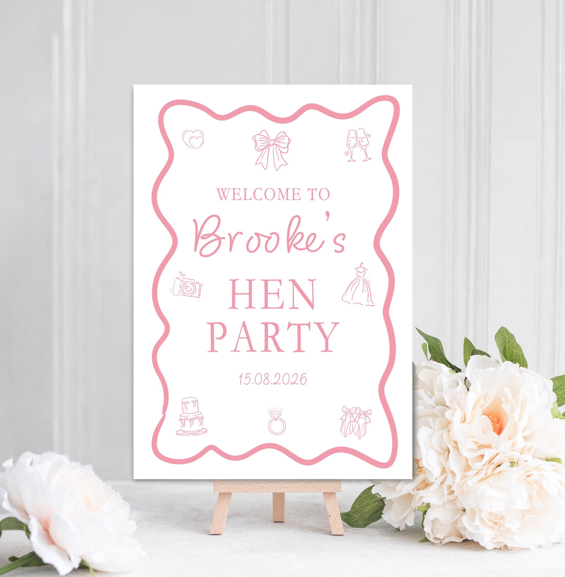 Hen Party Welcome Sign: Hen Weekend, Personalised, Bridal Shower, A4, A3 Printed