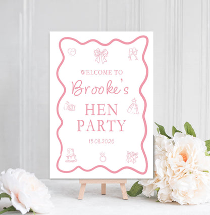 Hen Party Welcome Sign: Hen Weekend, Personalised, Bridal Shower, A4, A3 Printed