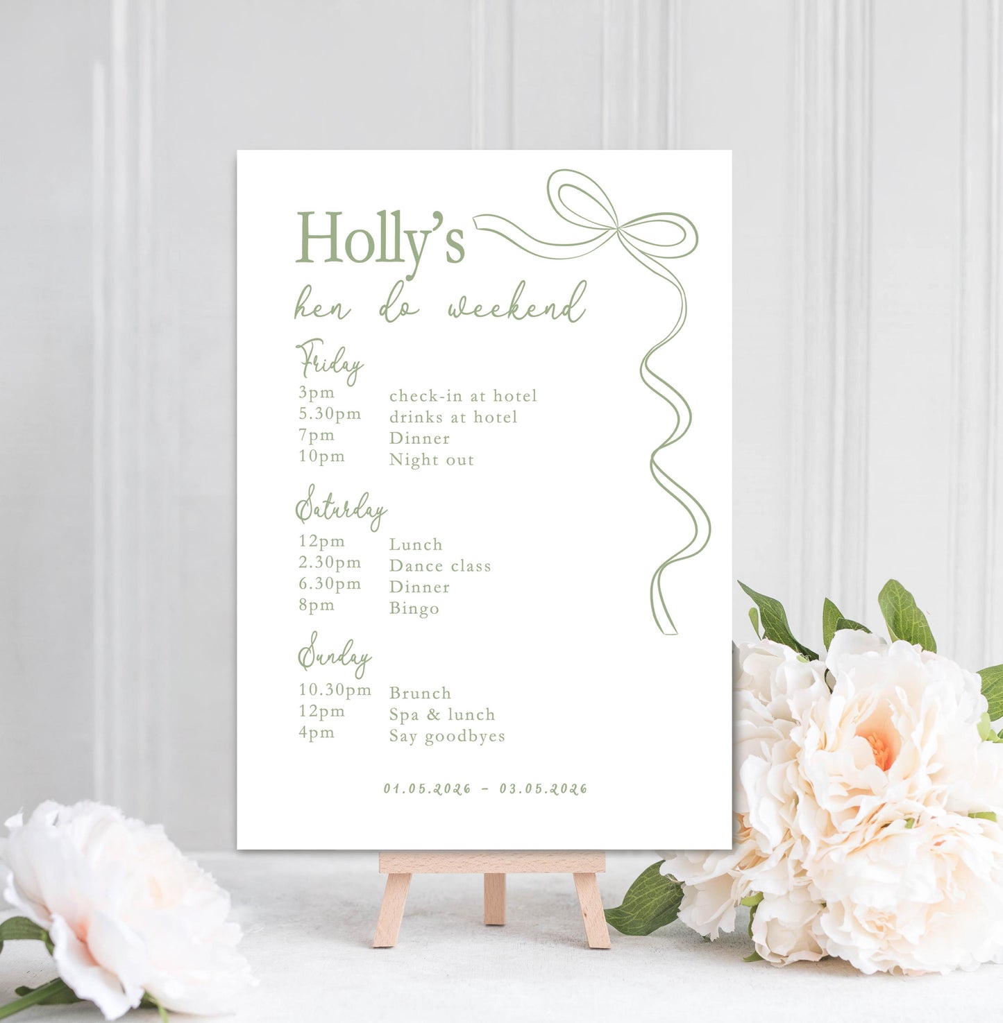 Hen Do Party Itinerary Poster: Bachelorette, Girls Weekend, Hen Goody Bag, She's Tying The Knot