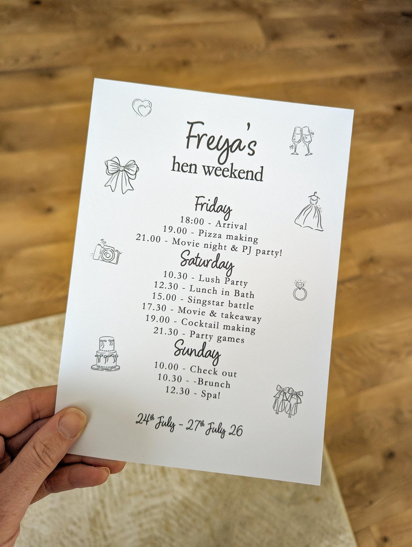 Hen Do Party Itinerary: Bachelorette, Girls Weekend, Hen Goody Bag, Whimsical