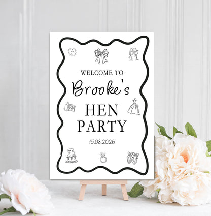 Hen Party Welcome Sign: Hen Weekend, Personalised, Bridal Shower, A4, A3 Printed