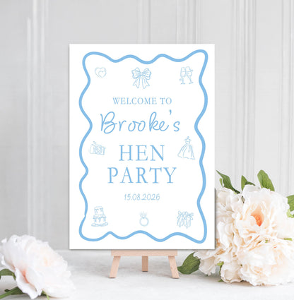 Hen Party Welcome Sign: Hen Weekend, Personalised, Bridal Shower, A4, A3 Printed