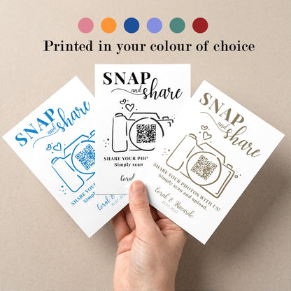 Personalised QR Code Sign; Snap and Share, Capture the Love, Printed
