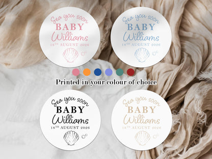 Sea You Soon Baby Shower Favour Stickers, Girl Boy, Under The Sea, Ocean Beach