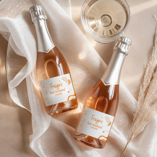 Personalised Bridesmaid Mini Prosecco Labels; Hen Party Stickers, Last Spritz, Champagne Bottle Labels