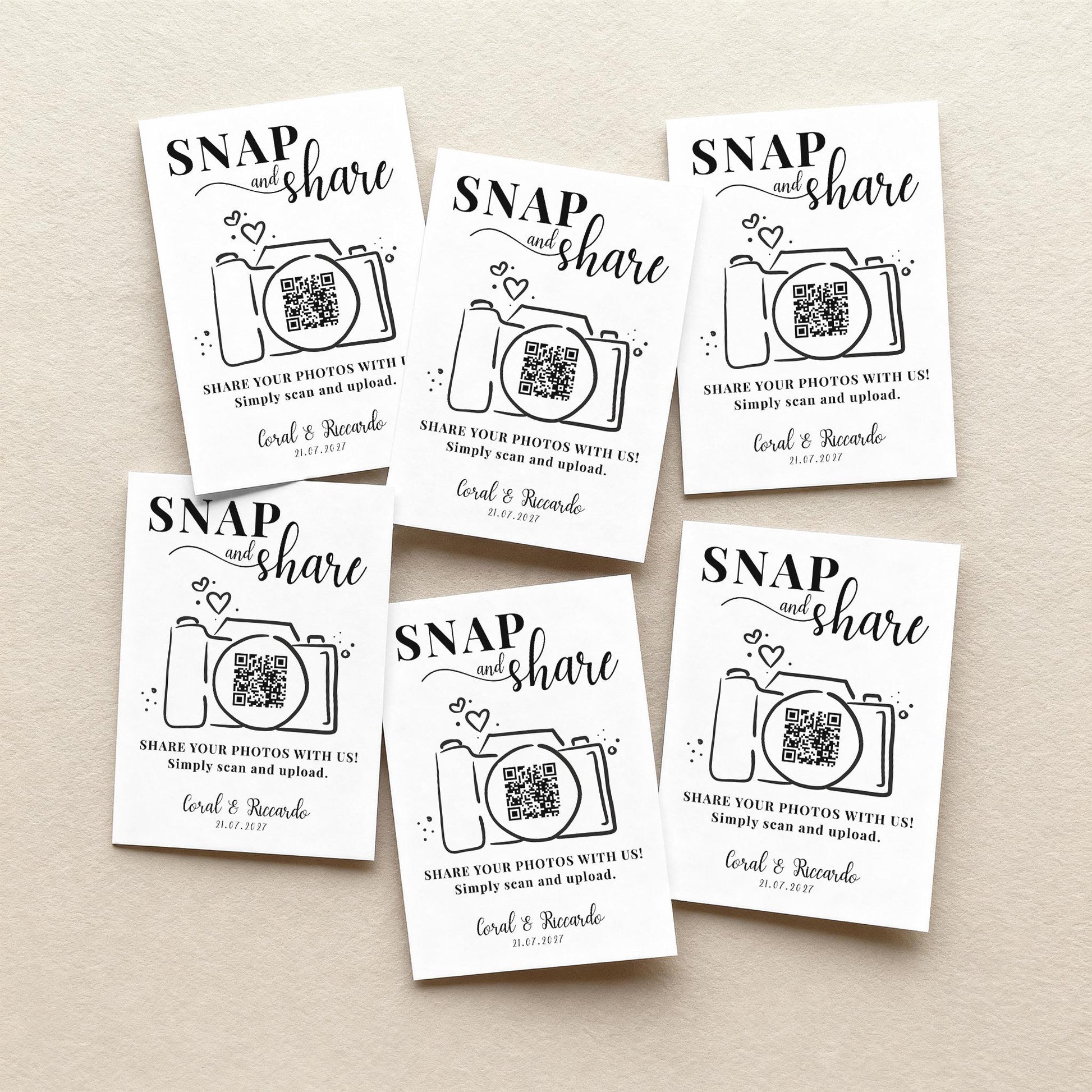 Personalised QR Code Sign; Snap and Share, Capture the Love, Printed