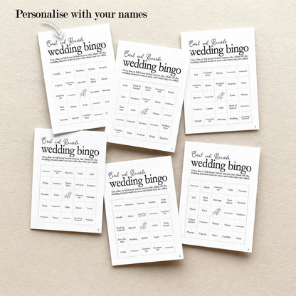 Wedding Bingo, Wedding Reception Game, Guest Bingo, Wedding Table, Bridal Bingo