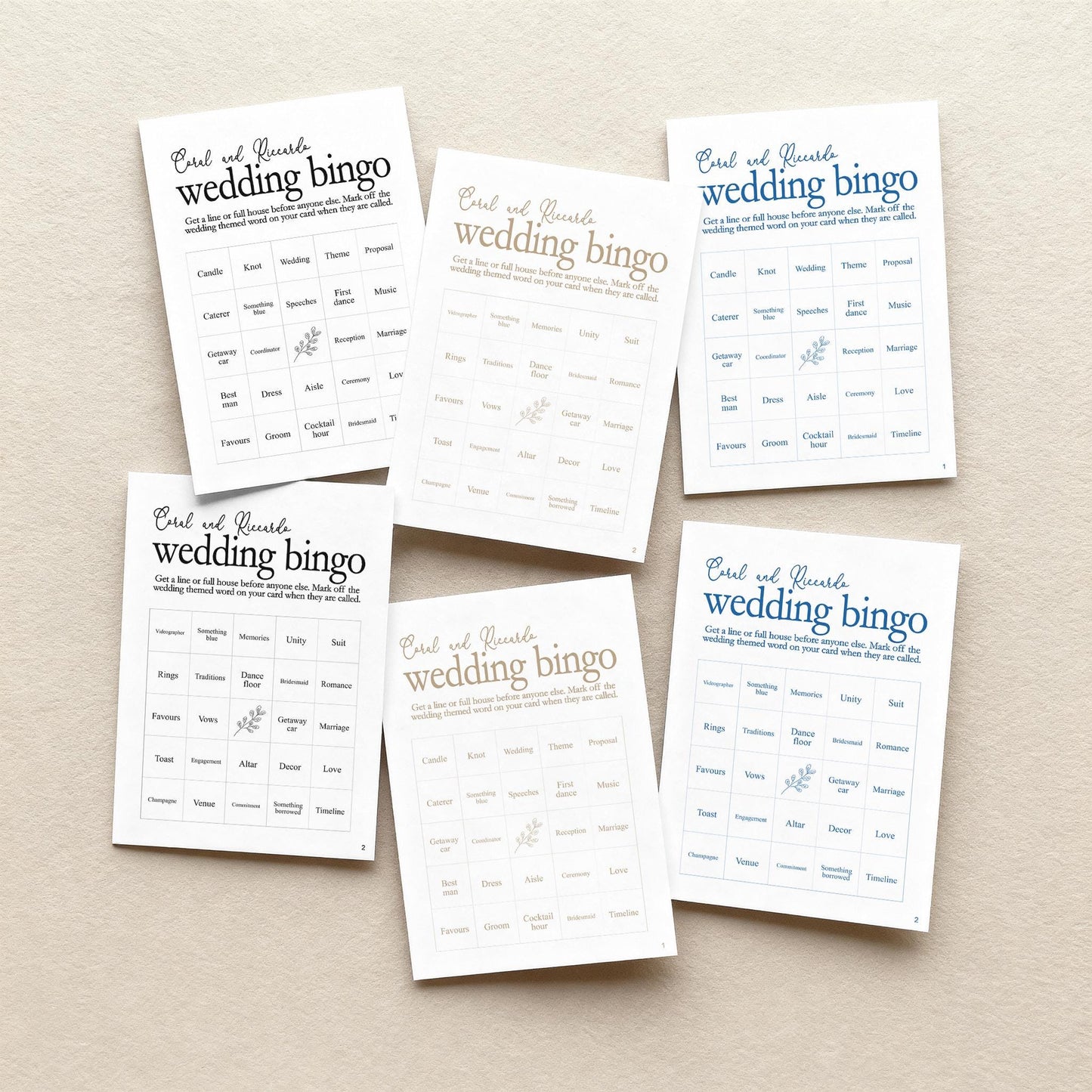 Wedding Bingo, Wedding Reception Game, Guest Bingo, Wedding Table, Bridal Bingo