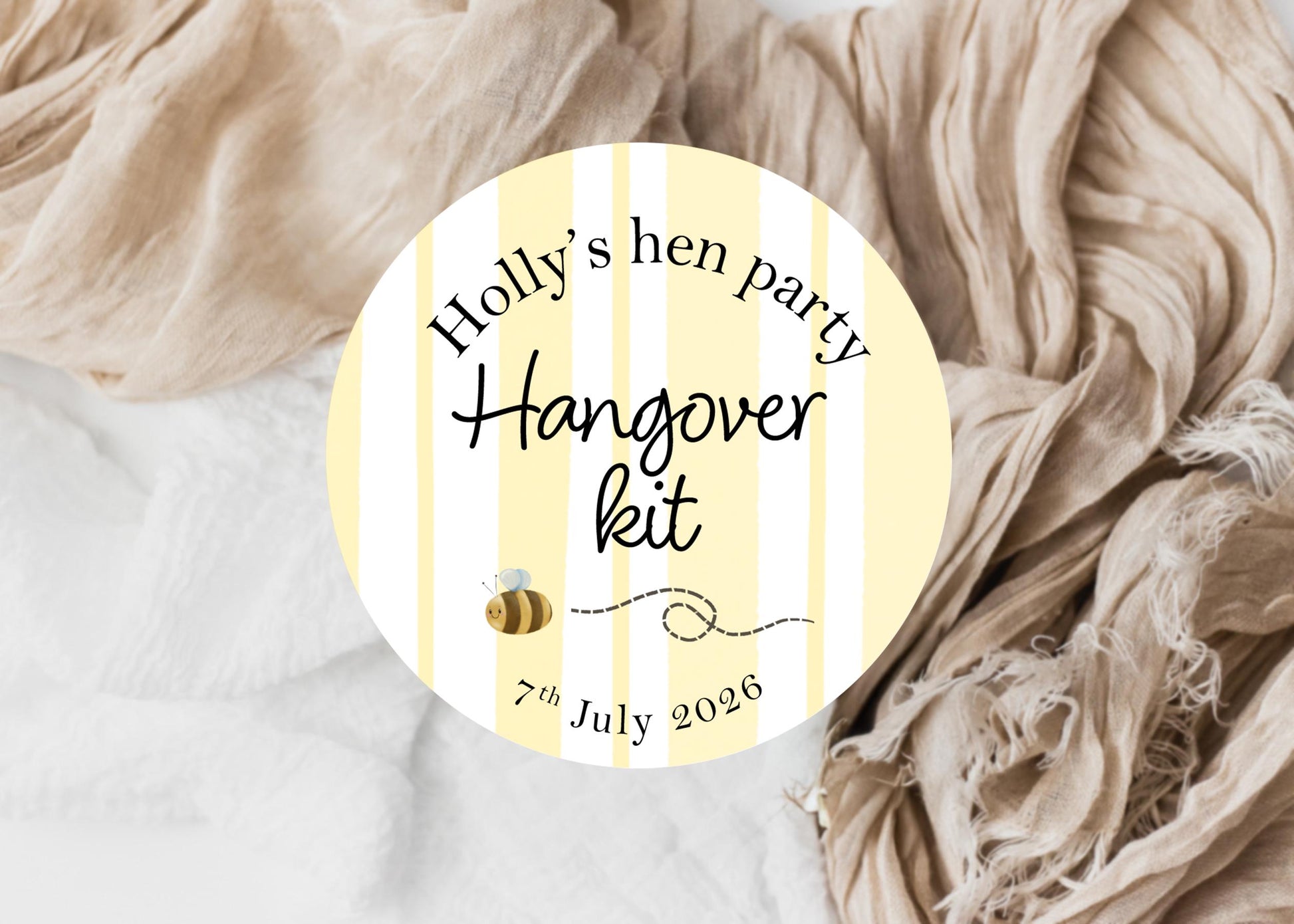 Hangover Kit Sticker: Hen Party, Wedding, Bridal Shower Favour Stickers, Goody Bags, Bee Theme