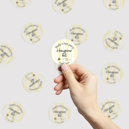 Hangover Kit Sticker: Hen Party, Wedding, Bridal Shower Favour Stickers, Goody Bags, Bee Theme
