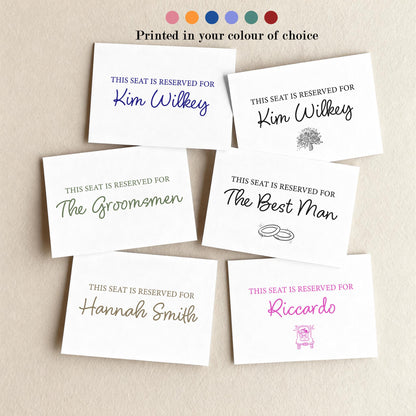 Personalised Reserved Seat for Ceremony, Seat Sign Wedding, Printed A5 A6, Reserved Row