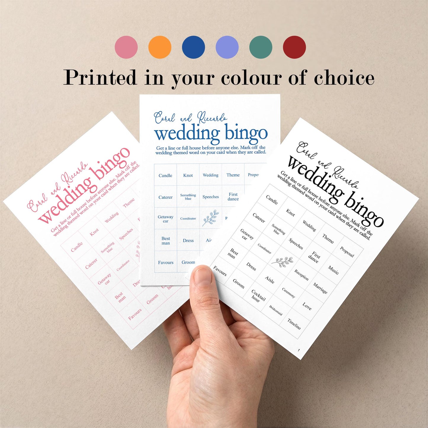 Wedding Bingo, Wedding Reception Game, Guest Bingo, Wedding Table, Bridal Bingo