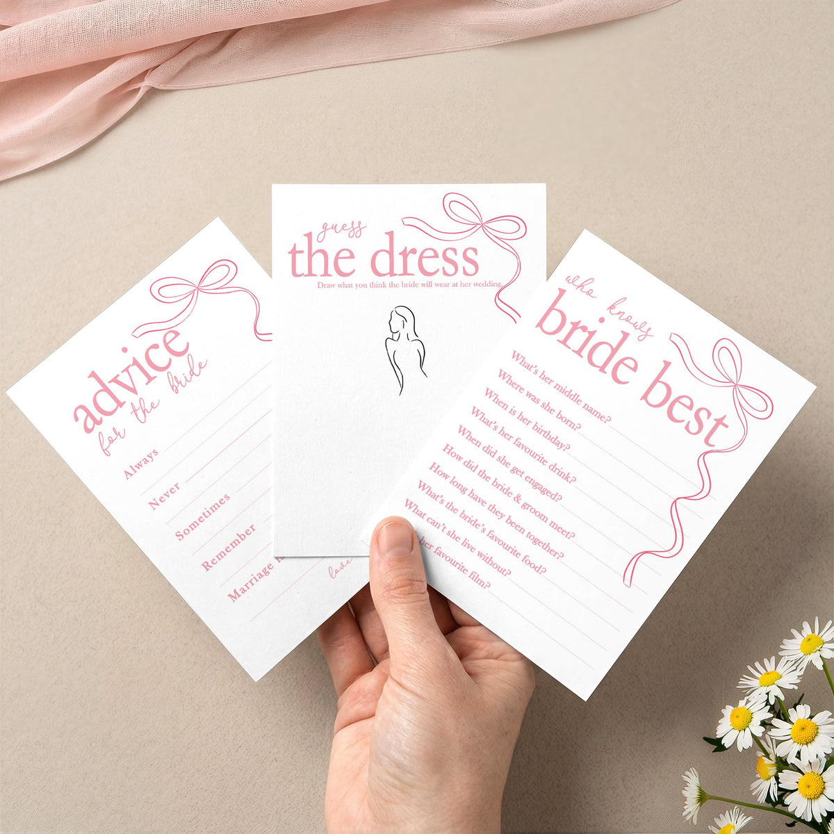 Hen do Party Games Bundle, Tie the Knot, Bridal Bingo, Advice, Guess the Dress, Would She Rather