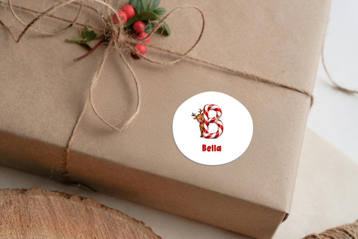 Customised Father Christmas Present Sticker, Gift Tag from Santa, Xmas Initial Name Label