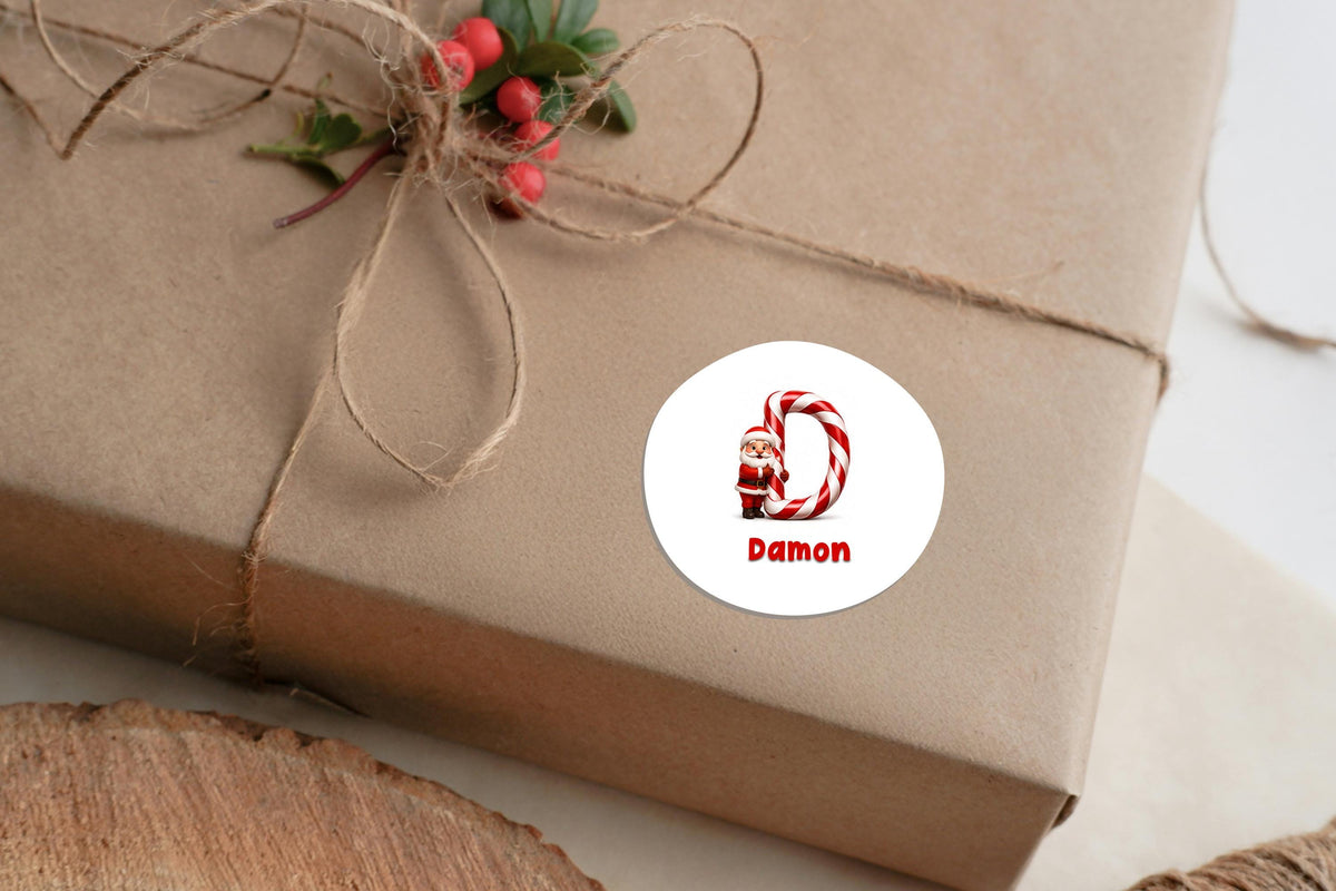 Customised Father Christmas Present Sticker, Gift Tag from Santa, Xmas Initial Name Label