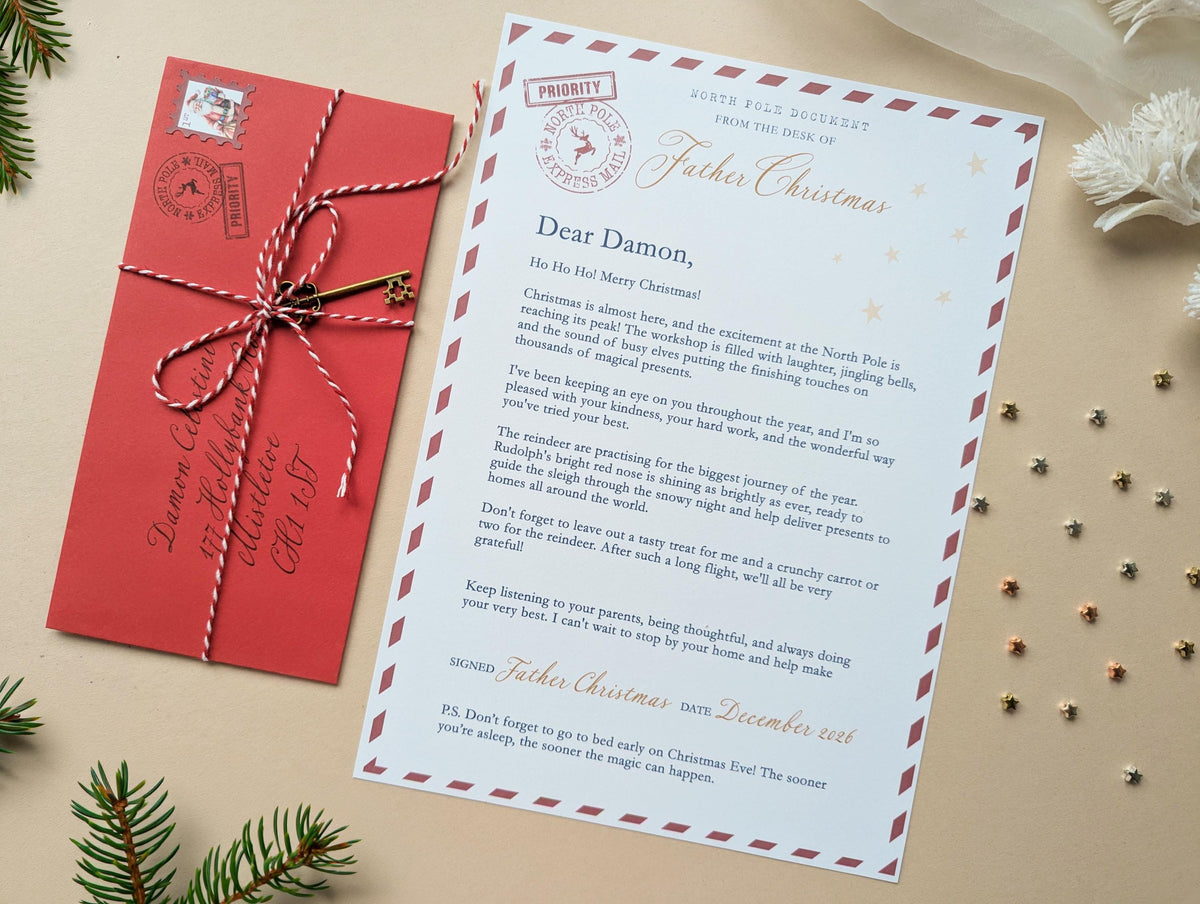 Personalised Letter From Father Christmas, Nice List Certificate, Kids Santa Letter, North Pole Mail