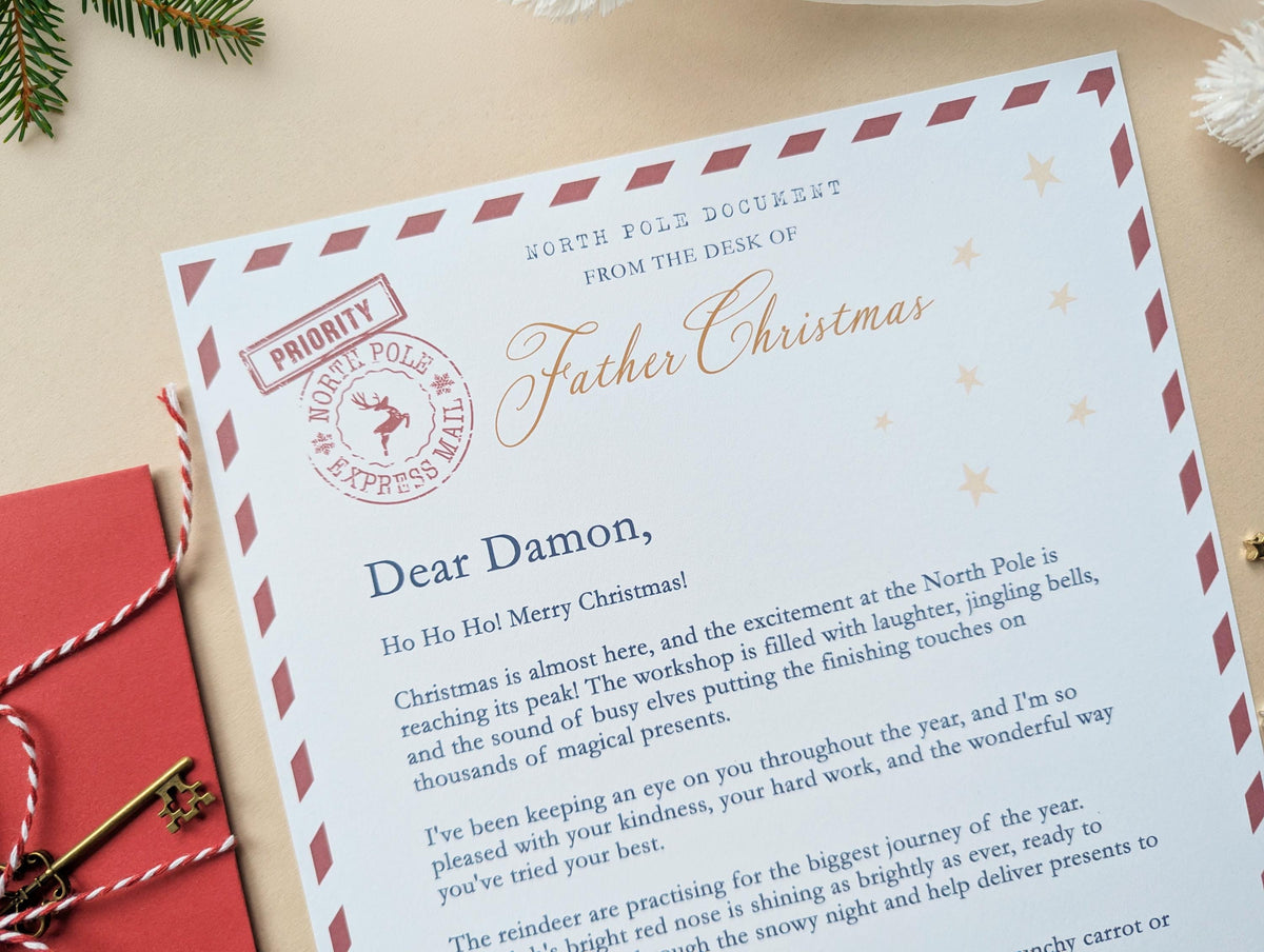 Personalised Letter From Father Christmas, Nice List Certificate, Kids Santa Letter, North Pole Mail