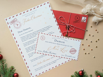 Personalised Letter From Father Christmas, Nice List Certificate, Kids Santa Letter, North Pole Mail