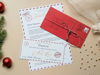 Personalised Letter From Father Christmas, Nice List Certificate, Kids Santa Letter, North Pole Mail