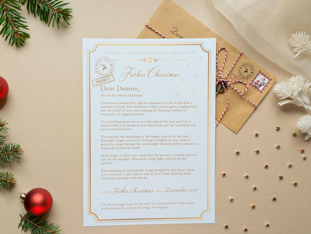 Personalised Letter From Father Christmas, Nice List Certificate, Kids Santa Letter, North Pole Mail