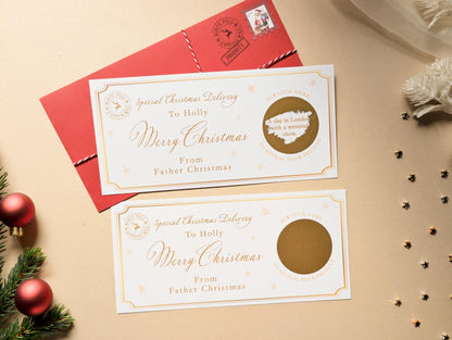 Personalised Christmas Scratch Card, Surprise Present Reveal, Letter from Father Christmas, Santa Letter