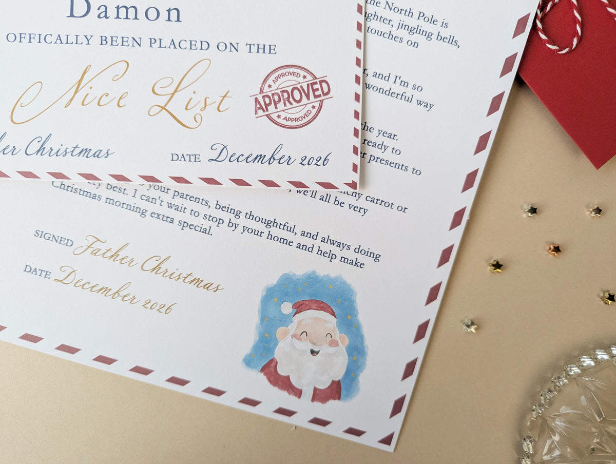 Personalised Letter From Father Christmas, Nice List Certificate, Kids Santa Letter, North Pole Mail