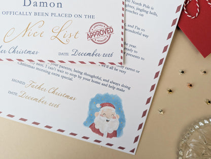 Personalised Letter From Father Christmas, Nice List Certificate, Kids Santa Letter, North Pole Mail