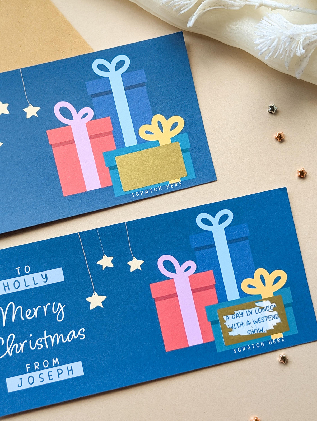 Personalised Christmas Gift Reveal Scratch Card Voucher