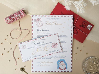 Personalised Letter From Father Christmas, Nice List Certificate, Kids Santa Letter, North Pole Mail