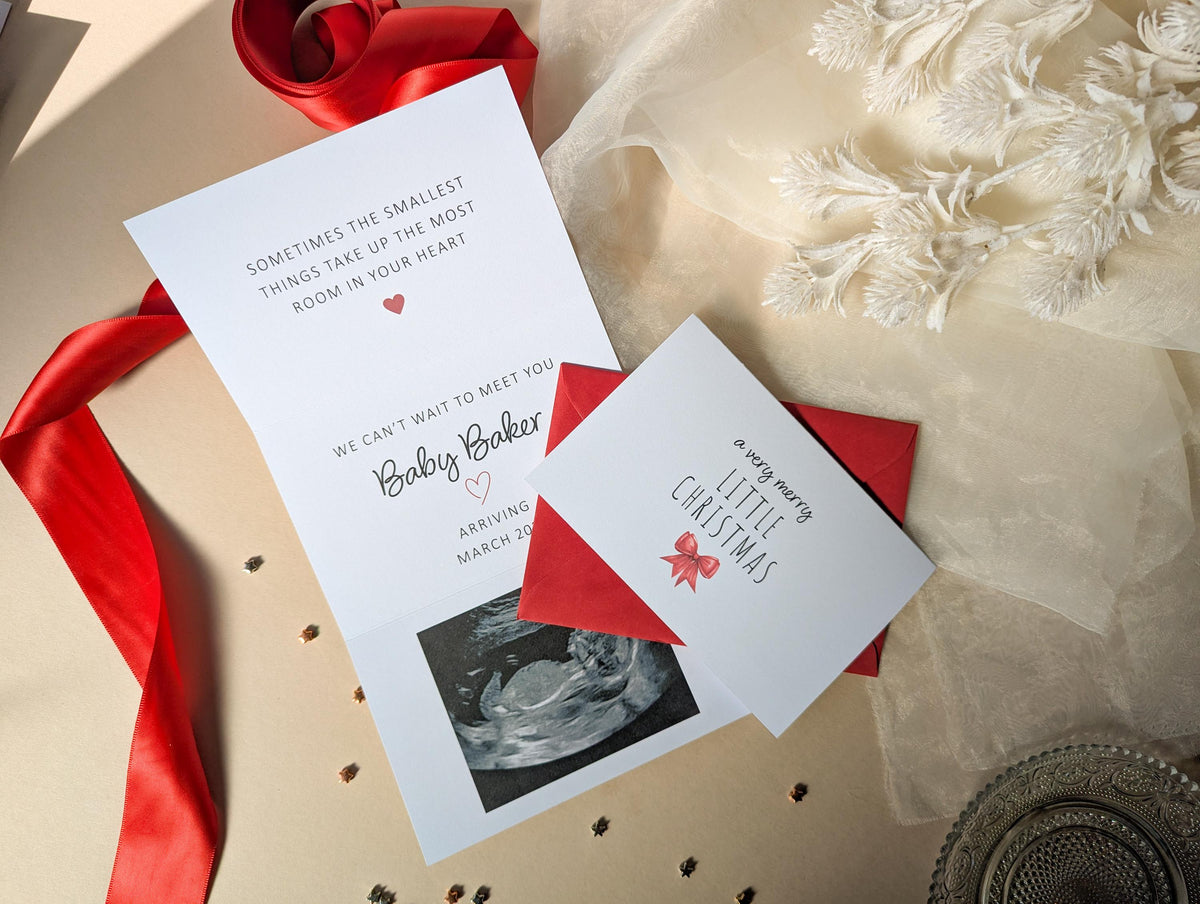 Personalised Pregnancy Reveal Card, Merry Little Christmas, Grandparents, New Baby Card, Baby Announcement