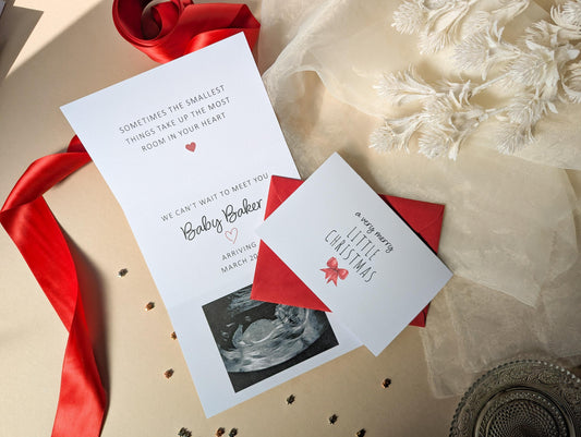 Personalised Pregnancy Reveal Card, Merry Little Christmas, Grandparents, New Baby Card, Baby Announcement
