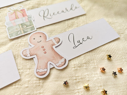 Personalised Christmas Place Cards, Pack of 8, Holiday Dinner Decor, Xmas Guest Name Tags