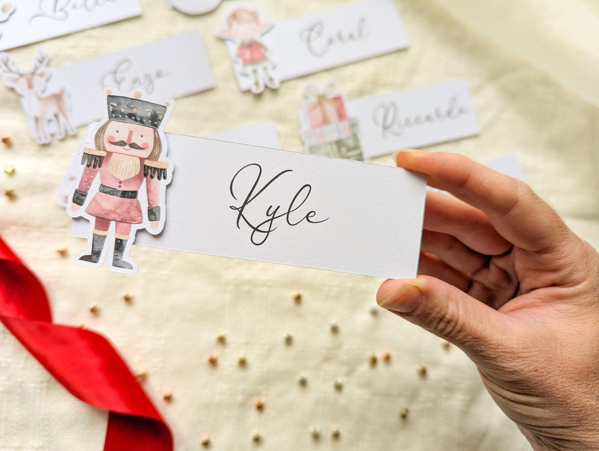 Personalised Christmas Place Cards, Pack of 8, Holiday Dinner Decor, Xmas Guest Name Tags