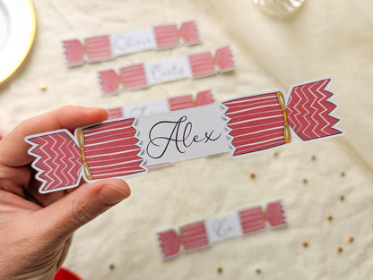 Personalised Christmas Place Cards, Pack of 8, Holiday Dinner Decor, Xmas Guest Name Tags