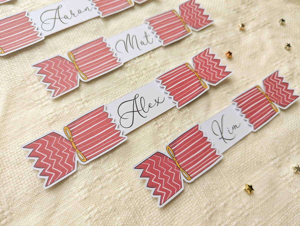 Personalised Christmas Place Cards, Pack of 8, Holiday Dinner Decor, Xmas Guest Name Tags