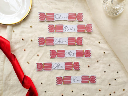 Personalised Christmas Place Cards, Pack of 8, Holiday Dinner Decor, Xmas Guest Name Tags